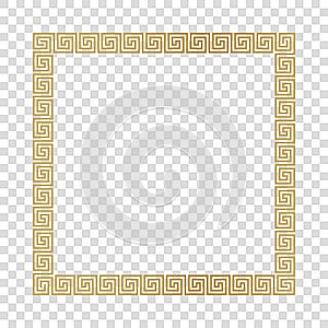 Greek gold frame, square meander pattern, vector