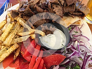 Greek gyros with fried potatoes