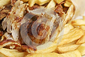 Greek gyros pita with french fries