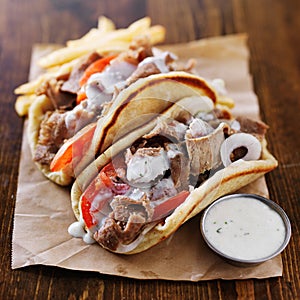 Greek gyros with tzatziki sauce