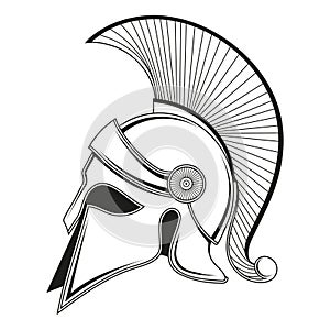 Greek helmet. Vector illustration of a sketch spartan warrior. A trojan, spartan ancient greek or roman gladiator