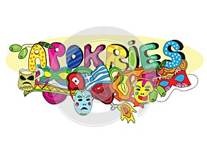 Greek holiday Apokries in doodle style