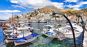 Greek holidays - pictorial port of Hydra island