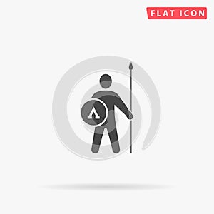 Greek Hoplite Guard flat vector icon. Hand drawn style design illustrations