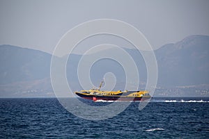 Greek hydrofoil passenger service between the islands and Turkey.