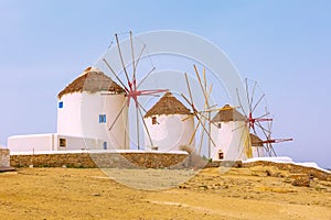 Mykonos island windmills in Greece, Cyclades