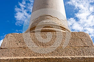 The Greek inscription on the basement of Pompey\'s pillar on territory of Serapeum of Alexandria