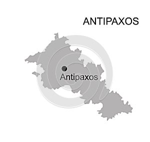 Greek Ionian islands Antipaxos map vector silhouette illustration isolated on white