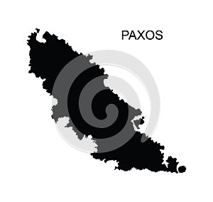 Greek Ionian islands Paxos map vector silhouette illustration isolated on white background