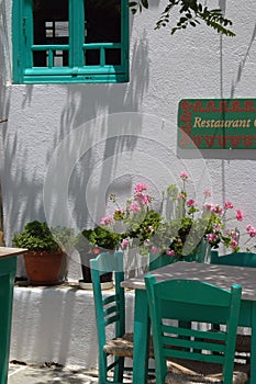 Greek island cafe Folegandros Cyclades island Gree