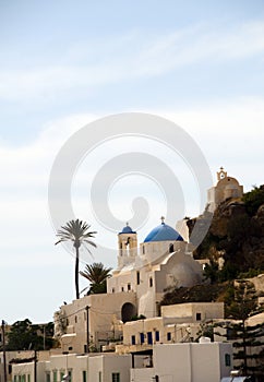 Greek Island church blue dome Ios Cyclades Islands photo