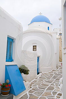 greek island church lefkes paros cyclades greece photo