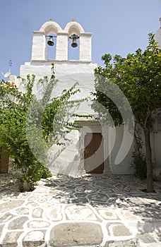 Greek island scene old church