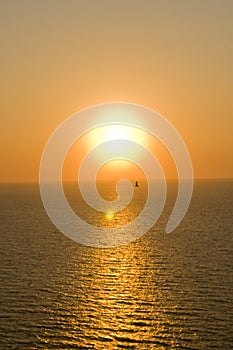 Greek island view at sunset