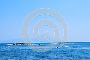 Greek islands and Athos mountain in background