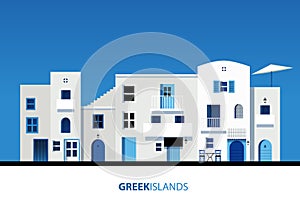 Greek Islands. View of typical greek island architecture on blue