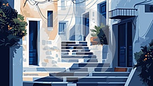 Greek Islands. View of typical greek island architecture. Generative AI