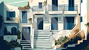 Greek Islands. View of typical greek island architecture. Generative AI