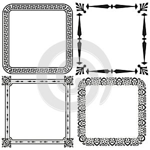 Greek key border frame. Arrowhead corner Vector frame. Floral scrollwork frame. Intricate baroque style frame. photo