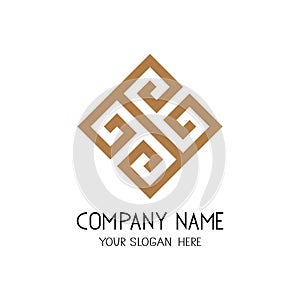 Greek key logo. Symbol for business company.