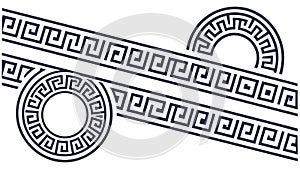 Greek key pattern round decorative frame, vector design Generative AI