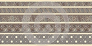 Greek key pattern, seamless borders set. Decorative ancient meander