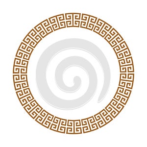 Greek key round frame. Greek border. Vector