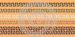 Greek key seamless border collection. Decorative ancient meander