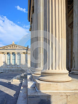 Greek marble pillars infront of a classical building