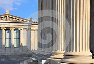 Greek marble pillars infront of a classical building