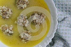 Greek meatball soup without egg-lemon sauce