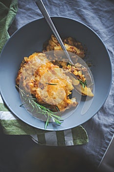 Greek moussaka with potatto and eggplant