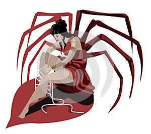 Greek mythology arachne woman with spider legs photo