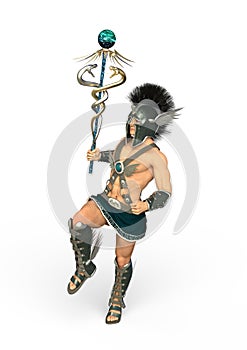 Hermes, the olympic God. 3D Illustration photo