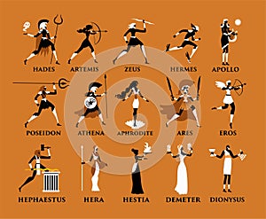Greek mythology orange and black figures olympus gods photo