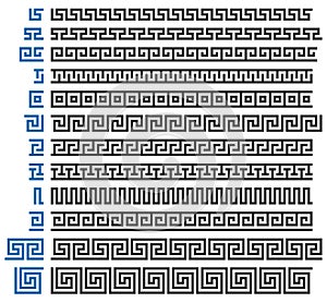 Greek ornament constructor. Set of vector decorative elements.