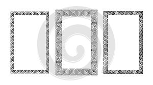 Greek ornament rectangle frame set. Meander rectangle patterns collection. Ancient Greek fret borders. Geometric