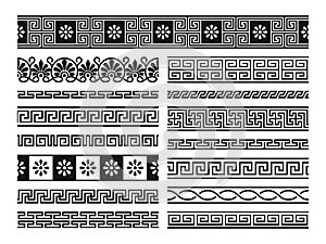 Greek ornaments. Geometric seamless pattern antique mediterranean style, abstract decorative frame Greece classical