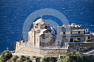 Greek Orthodox church above the sea on Mt. Athos