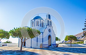 Greek Orthodox church in Kamari village Santorini Greece