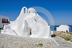 Greek Orthodox Church in Mykonos town Chora in Greece