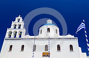 Greek orthodox church Panagia Platsani in Oia village on Santorini