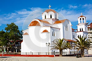 Greek orthodox Church in Paralia Katerini beach, Greece photo