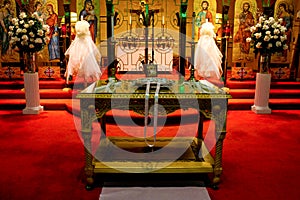 Greek Orthodox Church Prepared for a Wedding