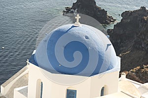 Greek Orthodox Churches in Oia Santorini.