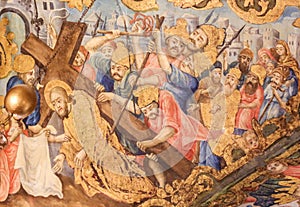 Fresco in Church of the Holy Sepulchre, Jerusalem - Jesus on the Via Dolorosa