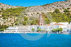 The Greek Orthodox Monastery of Taxiarchis Mihail Panormitis on Island of Symi  Rhodes, Greece