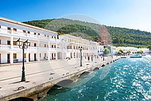 The Greek Orthodox Monastery of Taxiarchis Mihail Panormitis on Island of Symi  Rhodes, Greece