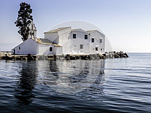 Greek orthodox Vlacherna monastery on an island