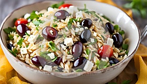 Greek Orzo Salad with Feta and Kalamata Olives